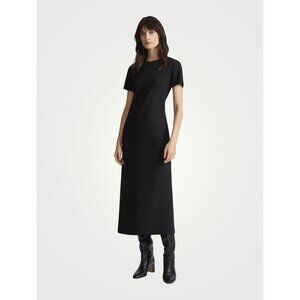 1198$ LAFAYETTE 148 NEW YORK Stretch Wool Midi Dress Short Sleeve Size 0 Black